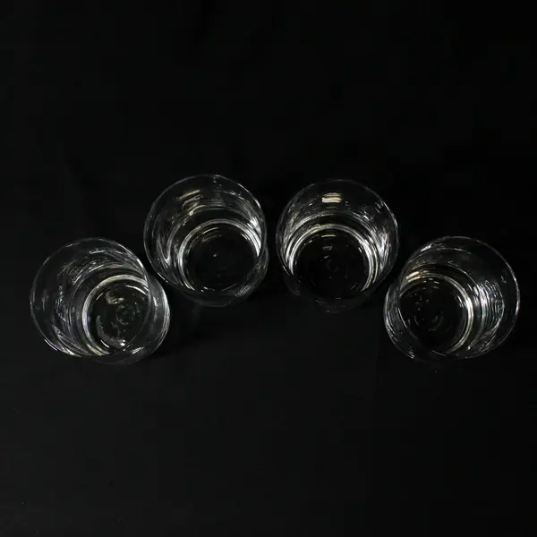 Set Of 4 Clear Glass Old Fashioned Glasses W/ Heavy Bases 4.5"