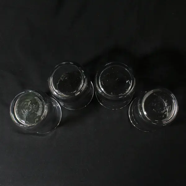 Set Of 4 Clear Glass Old Fashioned Glasses W/ Heavy Bases 4.5"