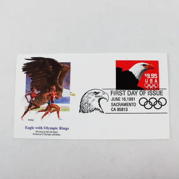 1991 Fleetwood First Day Cover $9.95 Eagle Olympic Rings Stamp SC #2541
