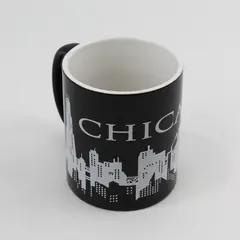  Chicago Skyline Black Coffee Mug White Skyline 