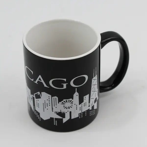  Chicago Skyline Black Coffee Mug White Skyline 