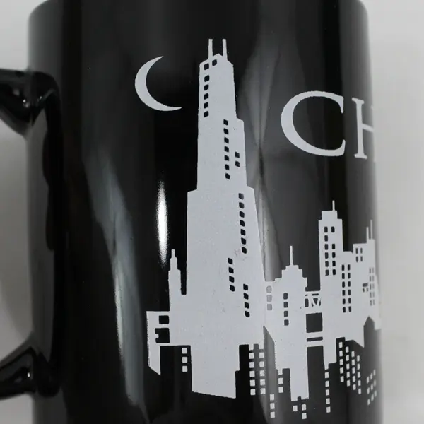  Chicago Skyline Black Coffee Mug White Skyline 