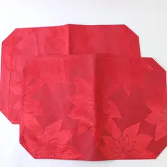 Set of 2 Trim A Home Red Poinsettia Placemats Holiday Table Decor