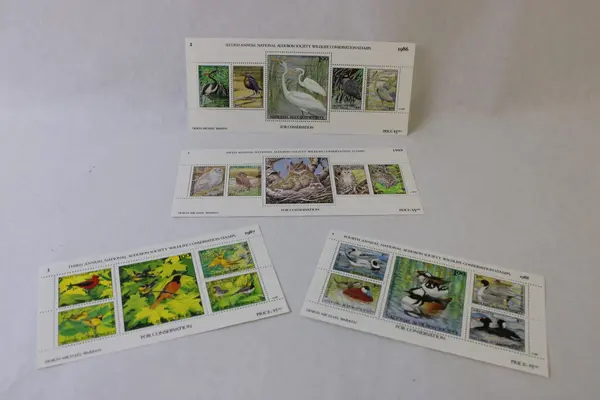 Set Of 4 National Audubon Society Wildlife Conservation Stamp Sheets 1986-89 MNH