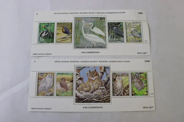 Set Of 4 National Audubon Society Wildlife Conservation Stamp Sheets 1986-89 MNH