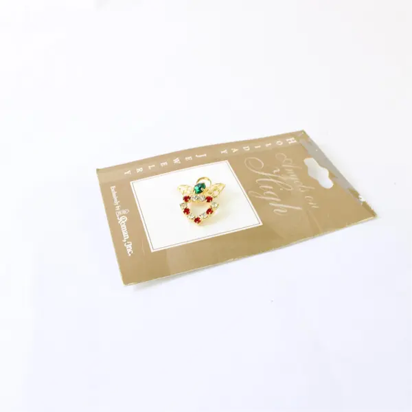 Roman Inc Angels on High Lapel Pin Green Red Clear Stones NWT