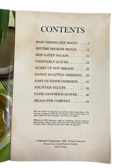 1969 Shortcut Cooking Paperback Meredith Corporation