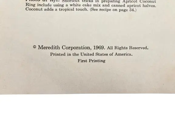 1969 Shortcut Cooking Paperback Meredith Corporation