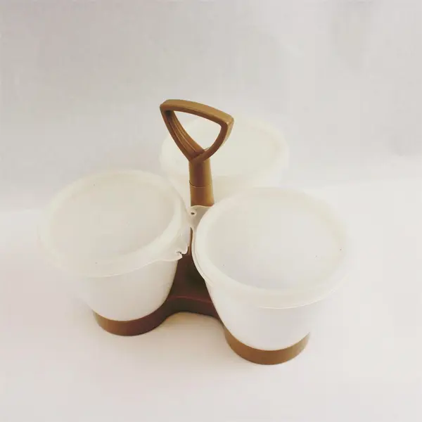 Vintage Tupperware 7-Piece Beige Condiment Caddy 758-2 733-5