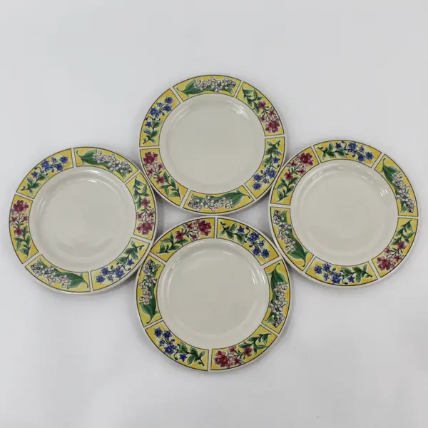 Set of 4 Sakura Majesticware Stoneware SPRING VALLEY  Bread Plates Sue Zipkin