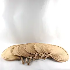 Lot of Six Hand Woven Palm Leaf Fans Unbranded Pre-owned Good Condition