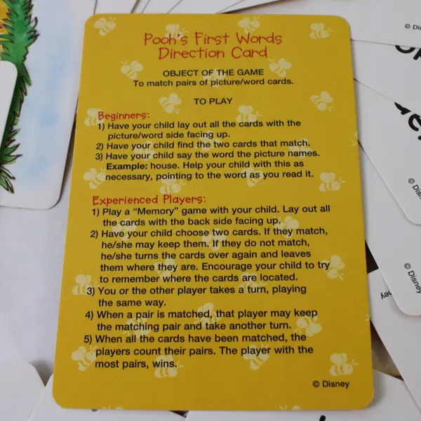 Pooh's First Words Direction Cards 25 Card Set Incomplete