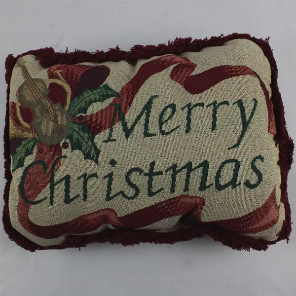 Unbranded Embroidered "Merry Christmas" Throw Pillow 16.5" x 13.5" Holiday Decor