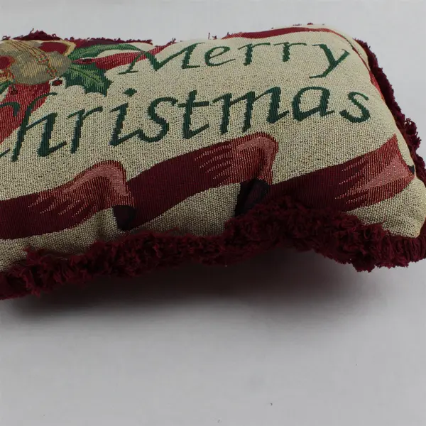 Unbranded Embroidered "Merry Christmas" Throw Pillow 16.5" x 13.5" Holiday Decor