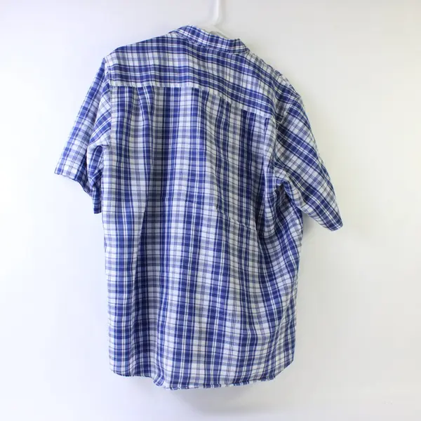 Seavana Blue/White Plaid Short Sleeve Collared Button Up Shirt Men's Size M