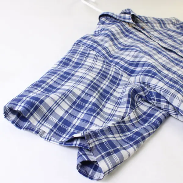 Seavana Blue/White Plaid Short Sleeve Collared Button Up Shirt Men's Size M