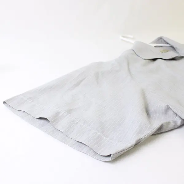 Woolworths Men Gray Striped Short Sleeve Button-Front Shirt 15/38 Medium