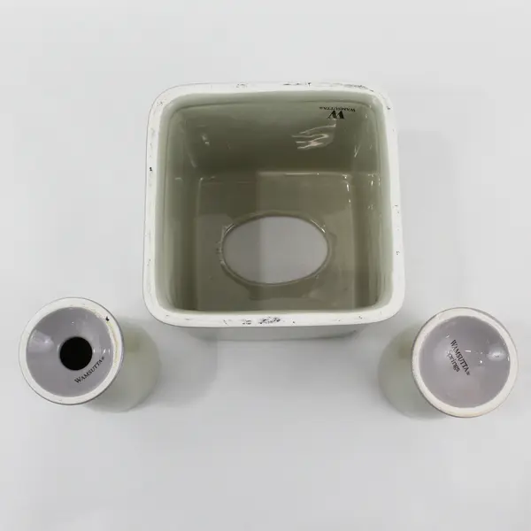 3 Piece Wamsutta Bathroom Accessory Set Tissue Cover Toothbrush Holder Cup