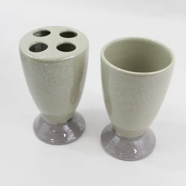 3 Piece Wamsutta Bathroom Accessory Set Tissue Cover Toothbrush Holder Cup