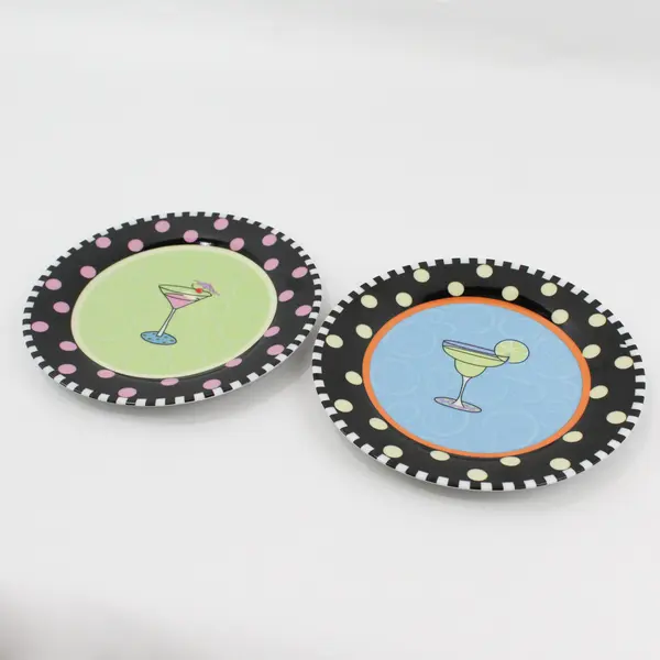 2 Axis Outta Hand Round Cocktail Pattern Appetizer Plates By Amy Hetrick