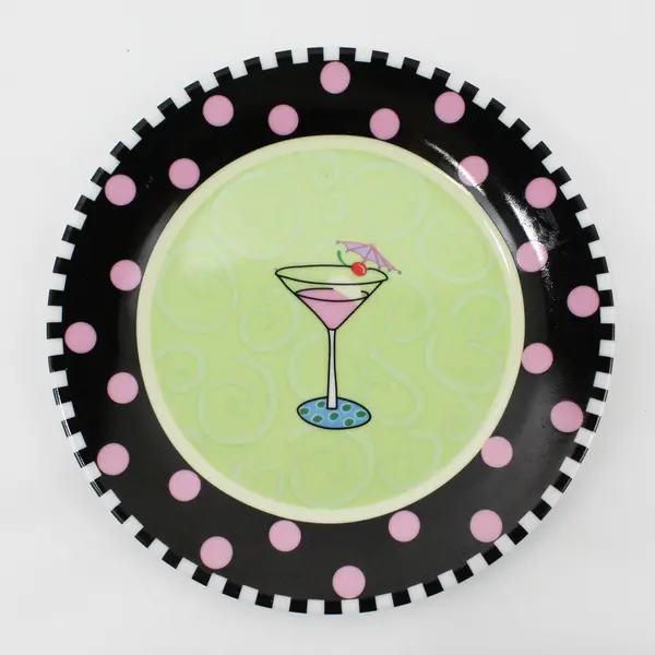 2 Axis Outta Hand Round Cocktail Pattern Appetizer Plates By Amy Hetrick