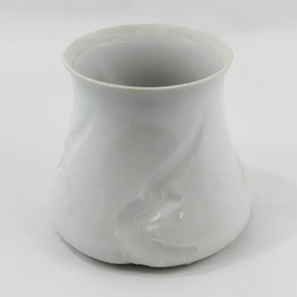 CB White Ceramic Vase 5.5" Impressed Wave Pattern Japan