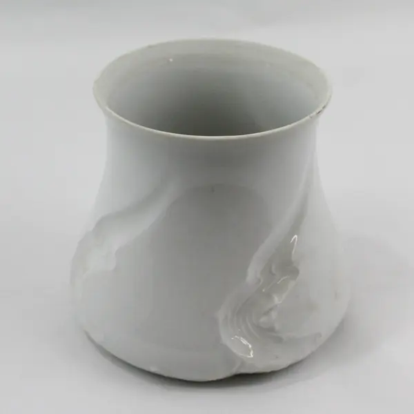 CB White Ceramic Vase 5.5" Impressed Wave Pattern Japan