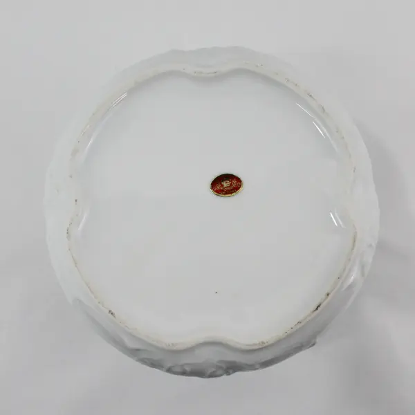 CB White Ceramic Vase 5.5" Impressed Wave Pattern Japan