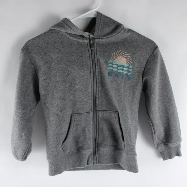 Roxy Full Zip Hoodie Girls Size Small (7) Gray Sunset Graphic 