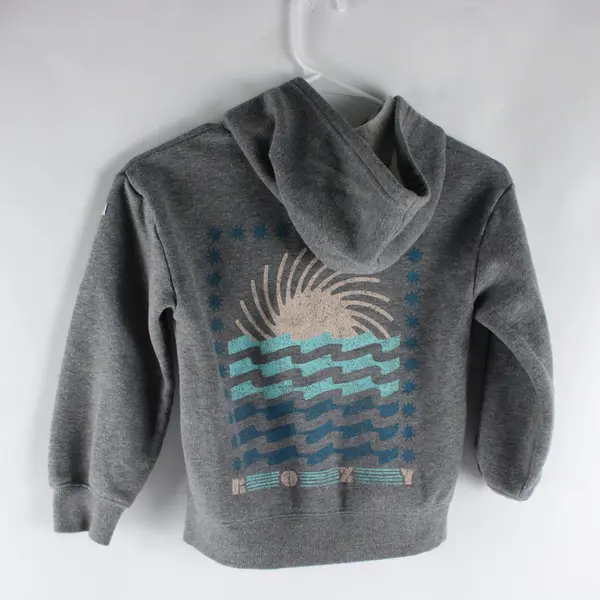 Roxy Full Zip Hoodie Girls Size Small (7) Gray Sunset Graphic 