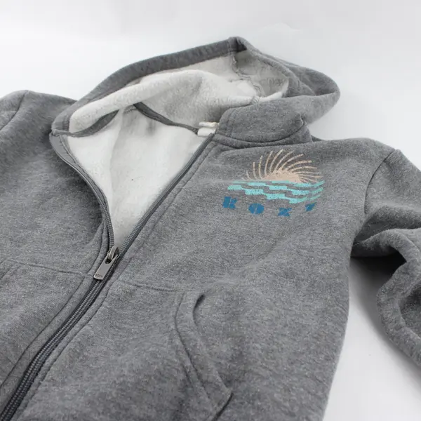 Roxy Full Zip Hoodie Girls Size Small (7) Gray Sunset Graphic 