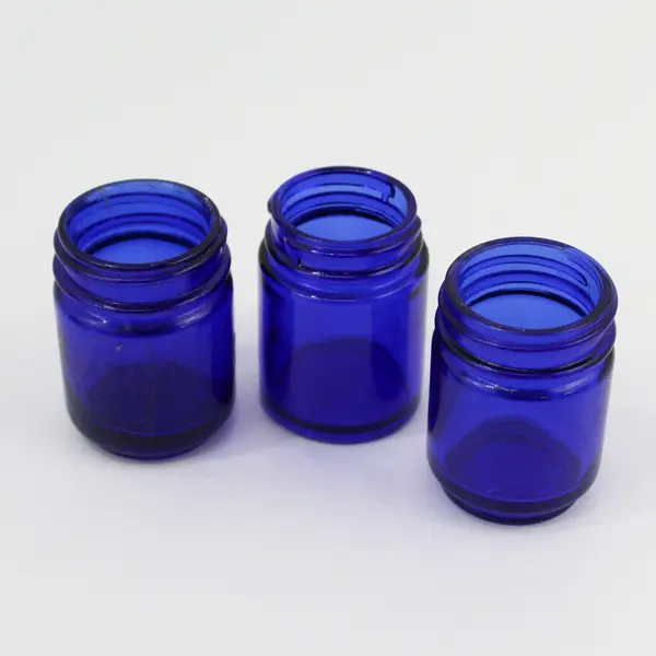 Lot of 6 Empty cobalt Blue VapoRub Bottles 