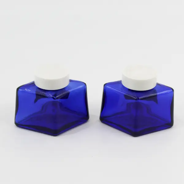 2 Vintage Empty Parker Super Quink Cobalt Blue Green Permanent Ink Bottles