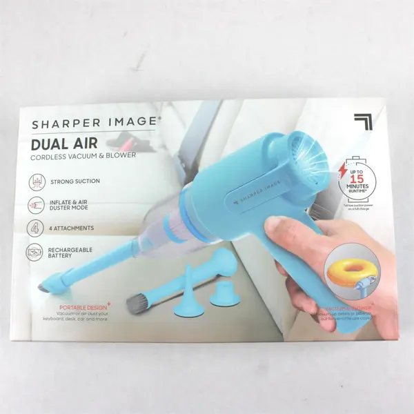 Sharper Image Dual Air Cordless Handheld Vacuum & Blower Blue