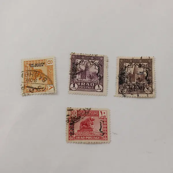 Lot Of 4 Iraq 1940s Stamps Mausoleum Of Sittzubaidah Lion Of Babylon Used