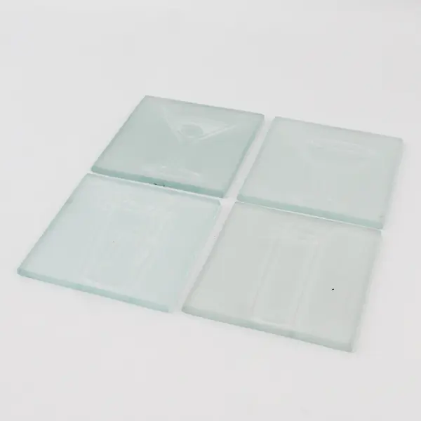 Frosted Glass Coasters Modern Graphic Cocktail Design Set of 4 