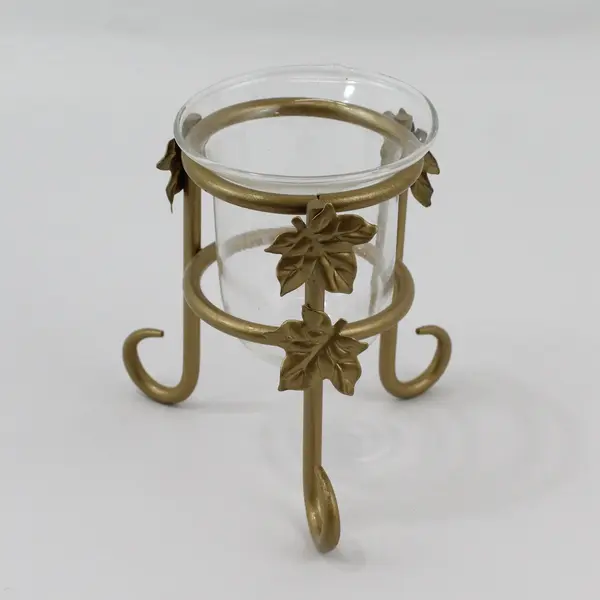 Vintage Gold-Tone Metal Maple Leaf Tealight Holder 4-3/4"