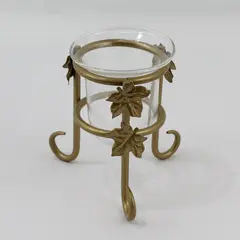 Vintage Gold-Tone Metal Maple Leaf Tealight Holder 4-3/4"