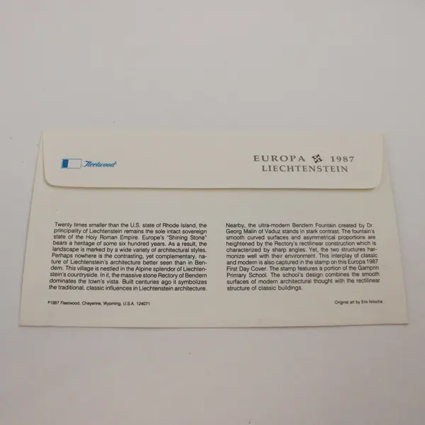1987 Liechtenstein Europa Stamp First Day Cover