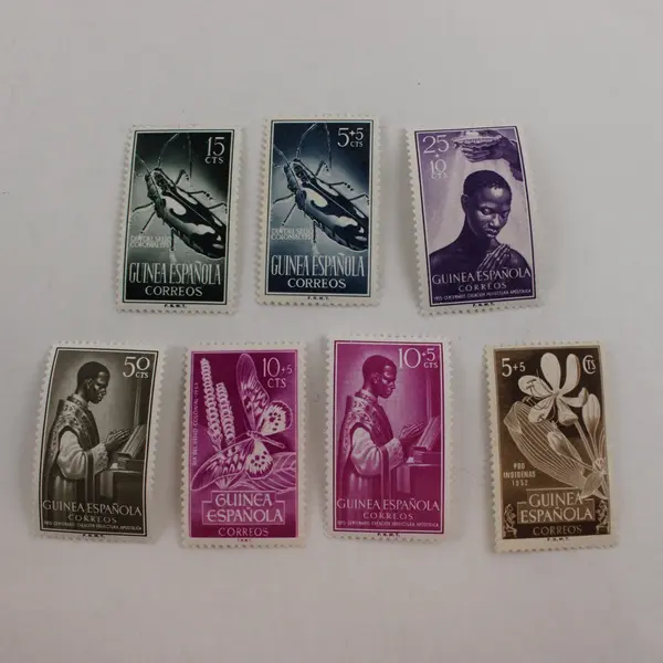Lot Of 7 Spanish Guinea Stamps 1952-1955 Mint Hinged 