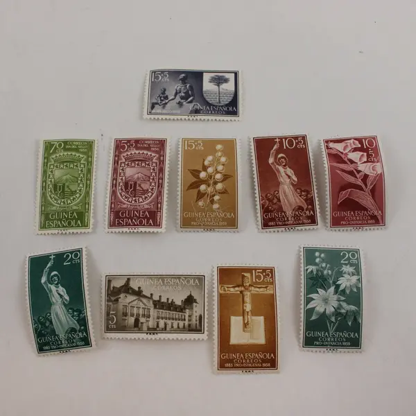 Lot Of 10 Spanish Guinea Stamps 1956-1959 Mint Hinged 