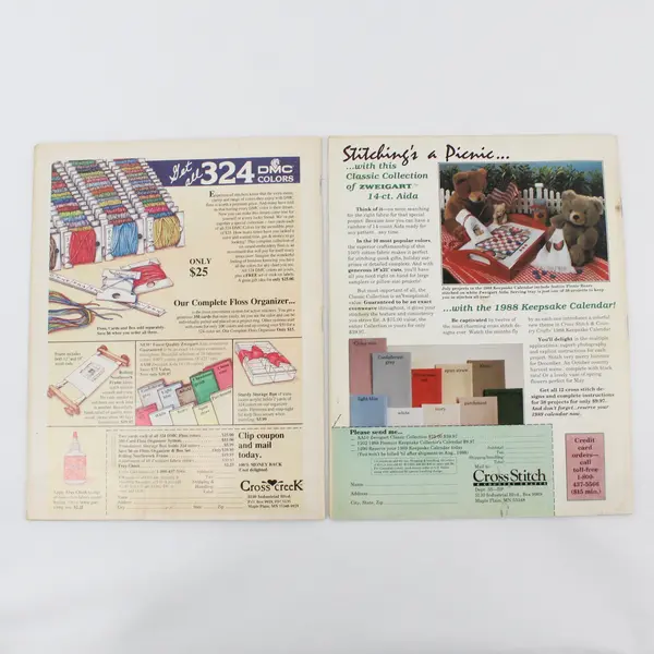 VTG Lot of 2 Cross Stitch & Country Crafts Magazines May/June 1988 Mar/Apr 1989