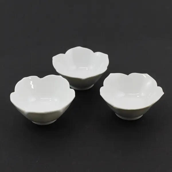 Lot of 3 Flower Shaped White Ceramic Bowls 3.5"