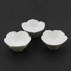 Lot of 3 Flower Shaped White Ceramic Bowls 3.5"
