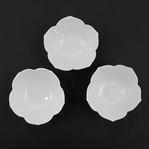 Lot of 3 Flower Shaped White Ceramic Bowls 3.5"