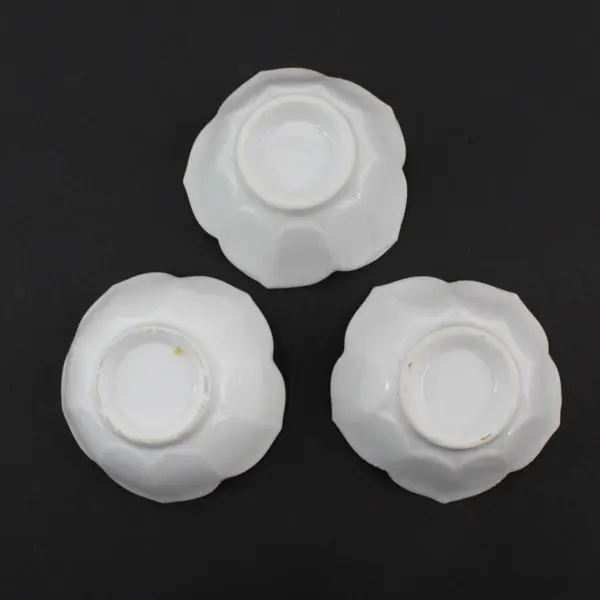 Lot of 3 Flower Shaped White Ceramic Bowls 3.5"