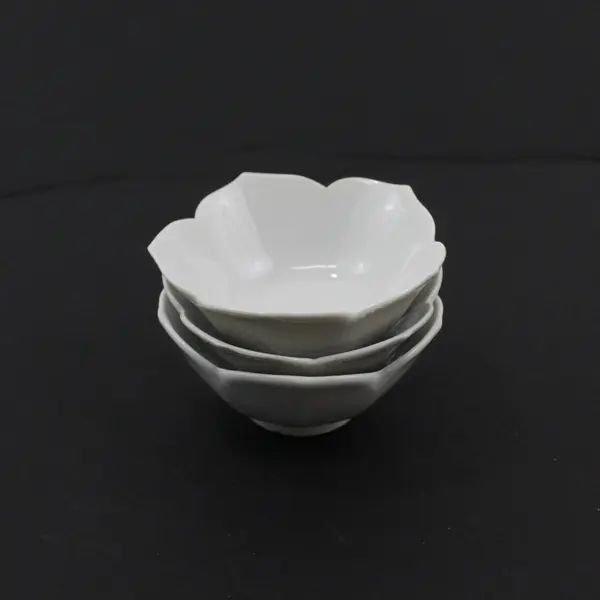 Lot of 3 Flower Shaped White Ceramic Bowls 3.5"