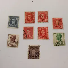 Lot Of 9 Australia King George VI Stamps Used 