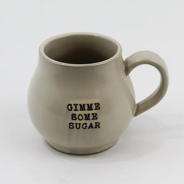 Creative Co-op Beige Gimme Some Sugar Mug 14 oz With Package