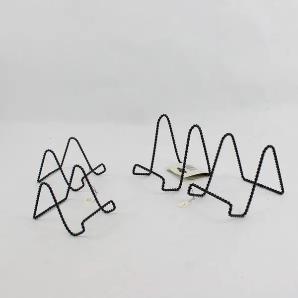 Lot of Two Medium and Two Small Tripar Black Twisted Wire Stands #23-1241B
